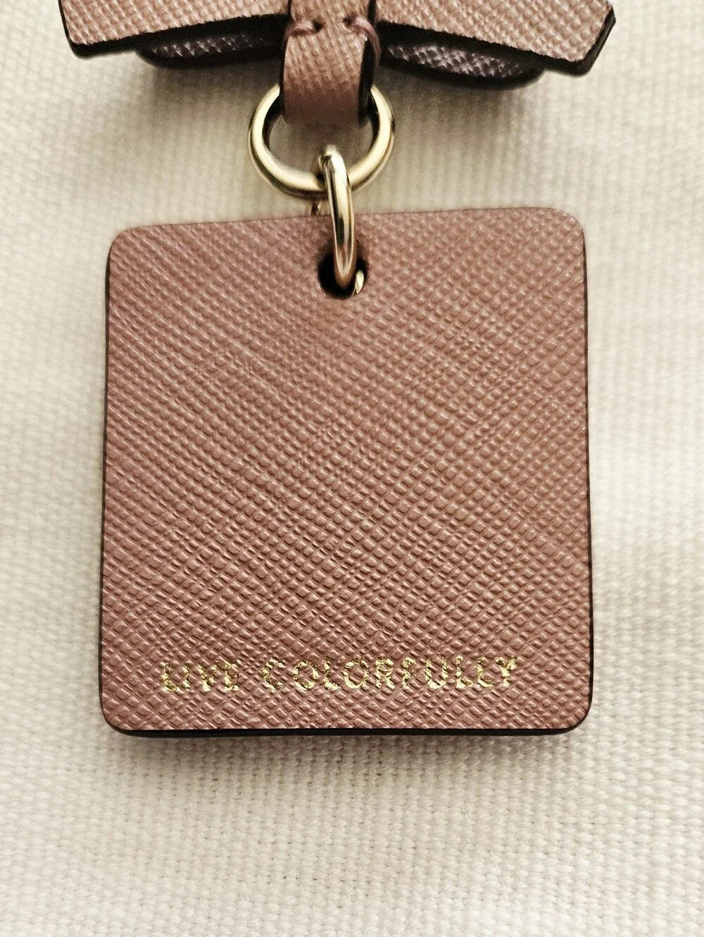 Kate Spade Pink Bow Spade Square Keychain